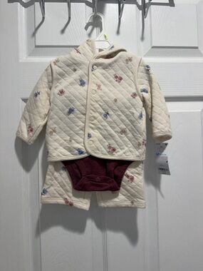 Carter's 3-Piece Floral Quilted Coat Pants Bodysuit Set